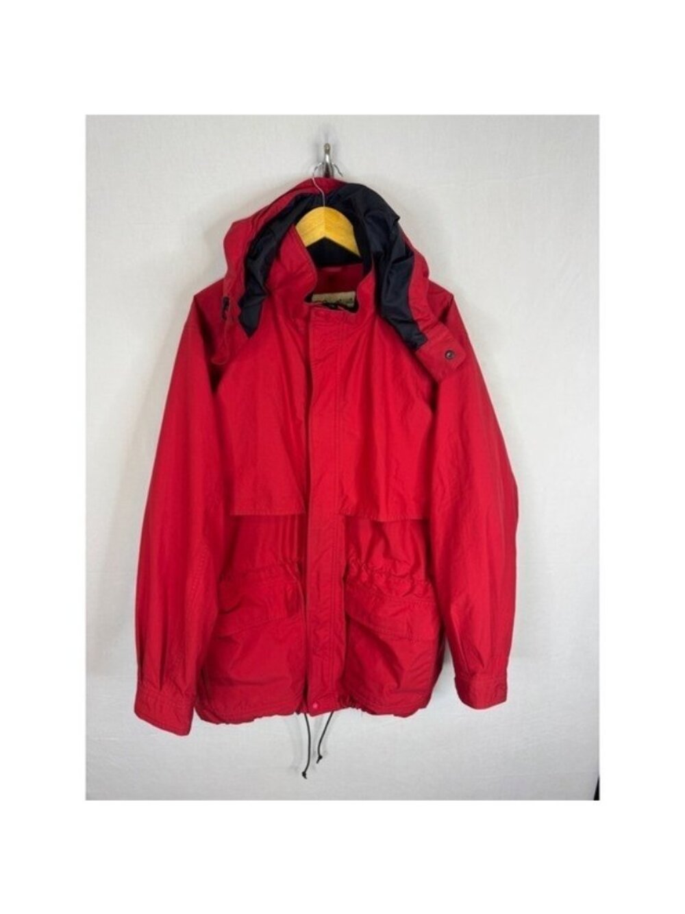 Vintahe 90s Eddie Bauer Mens Red Gore-Tex Hooded Mountain Jacket Large